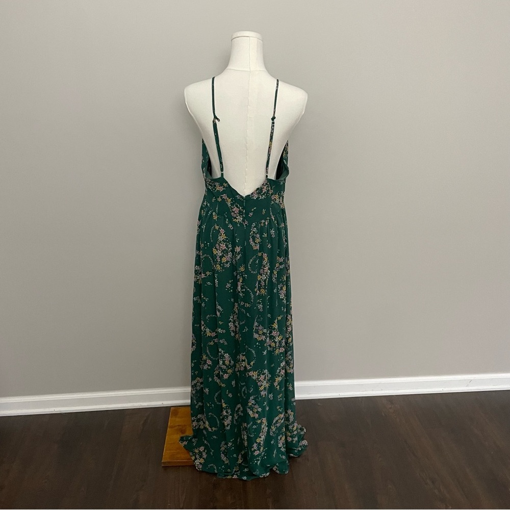 Laundry by Shelli Segal Dress Maxi Floral Surplice Racerback Lined Green Pink - Picture 9 of 14